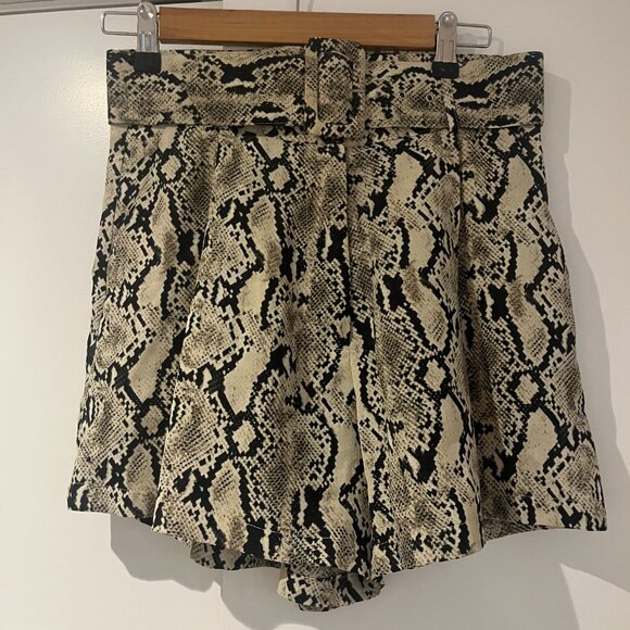 Snake Print Belted Dressy Shorts - Picture 1 of 3